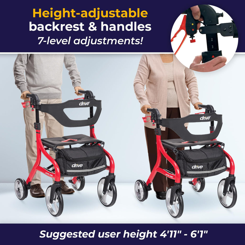 Red Standard Size Rollator Walker with Seat P802