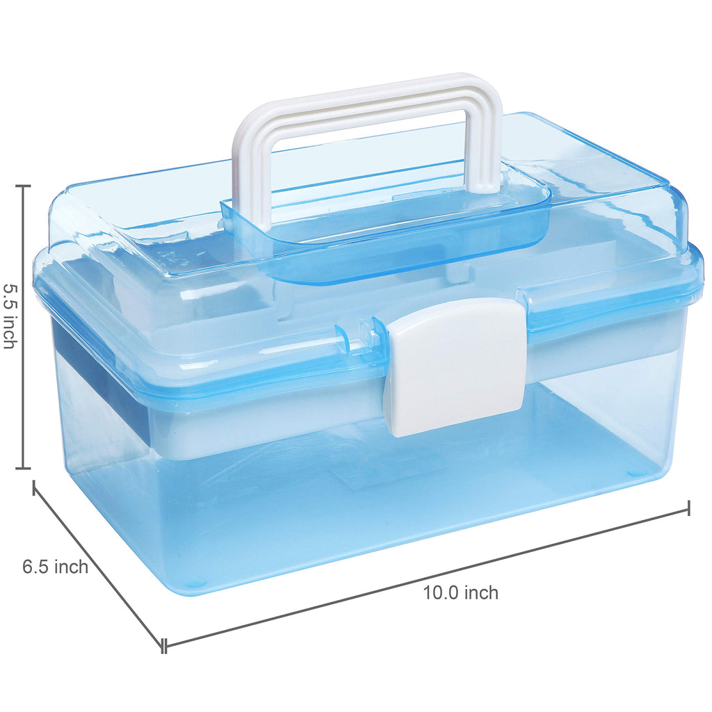 10 Inch Blue Plastic Storage Box with Removable Tray K1215