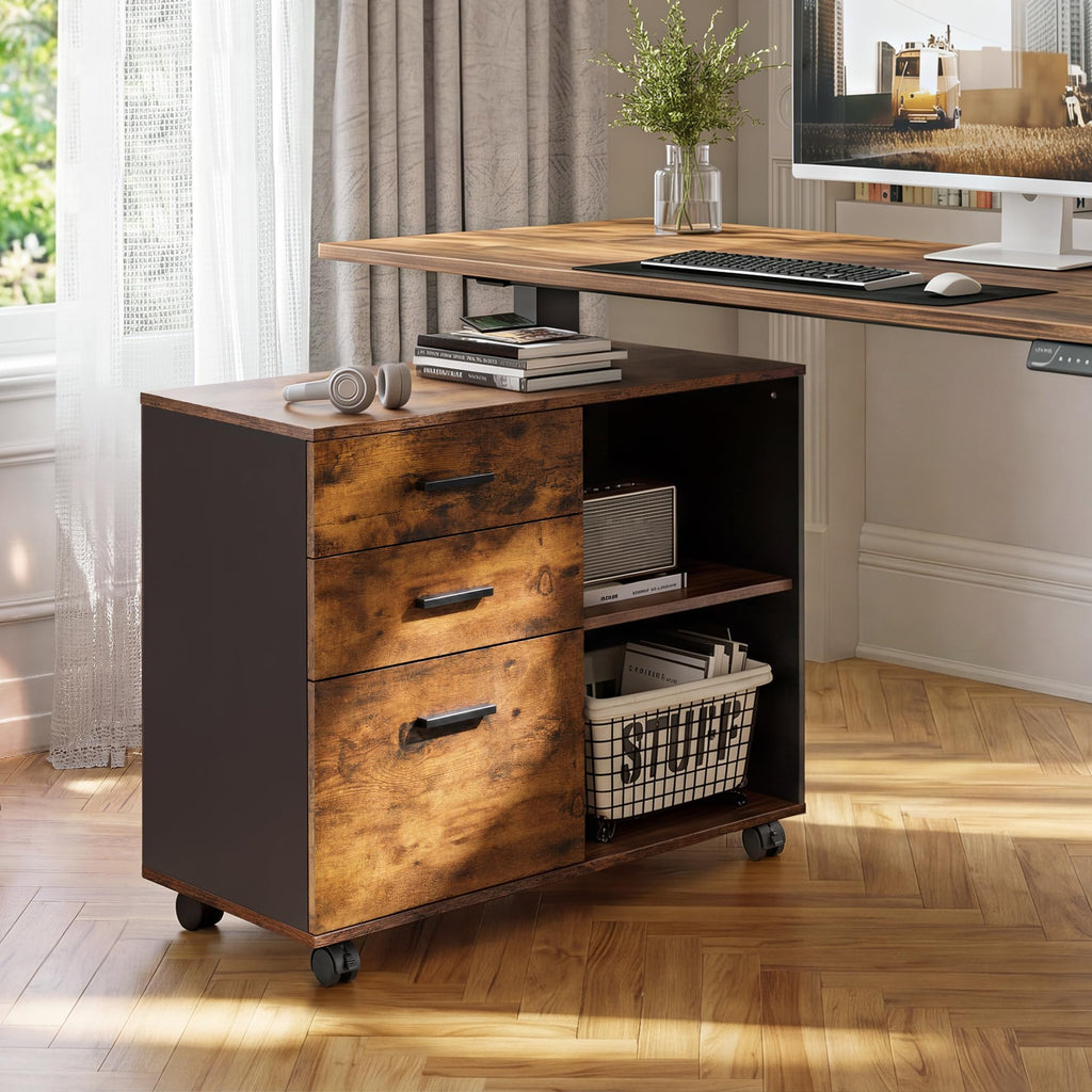 3 Drawer Wood File Cabinet with Storage Shelf C40441