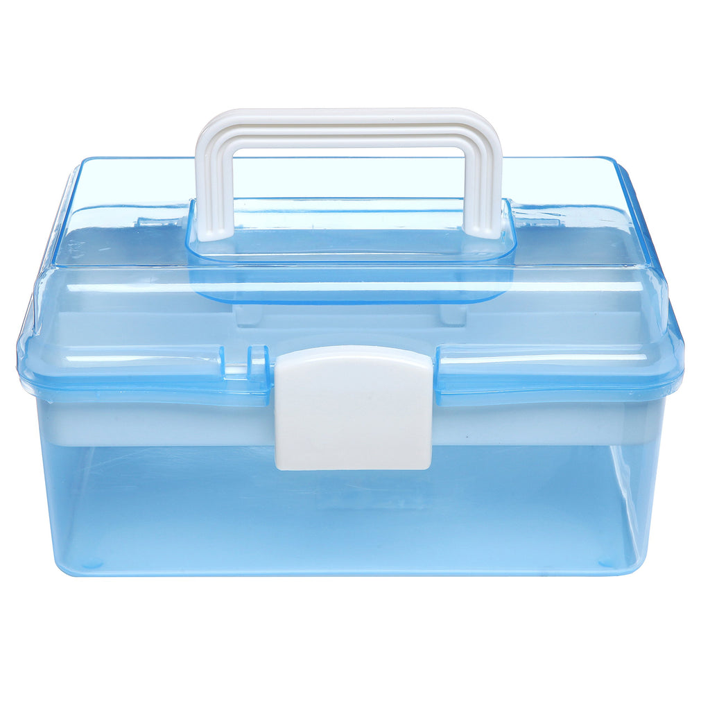 10 Inch Blue Plastic Storage Box with Removable Tray K1215