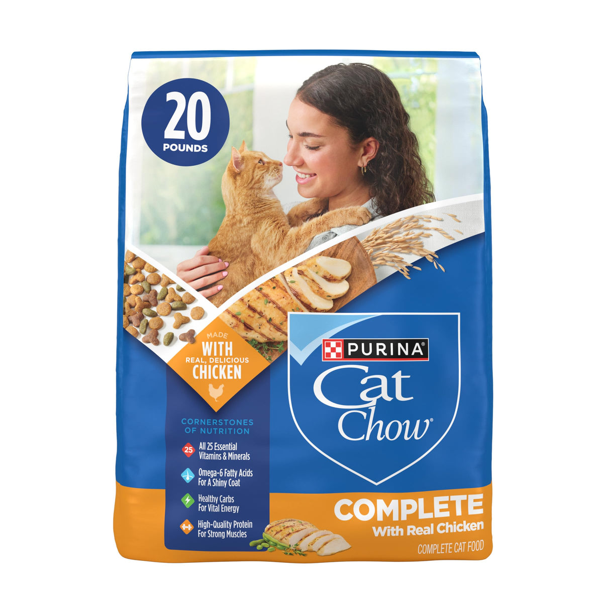 High Protein Dry Cat Food with Real Chicken 20 Pounds F39223
