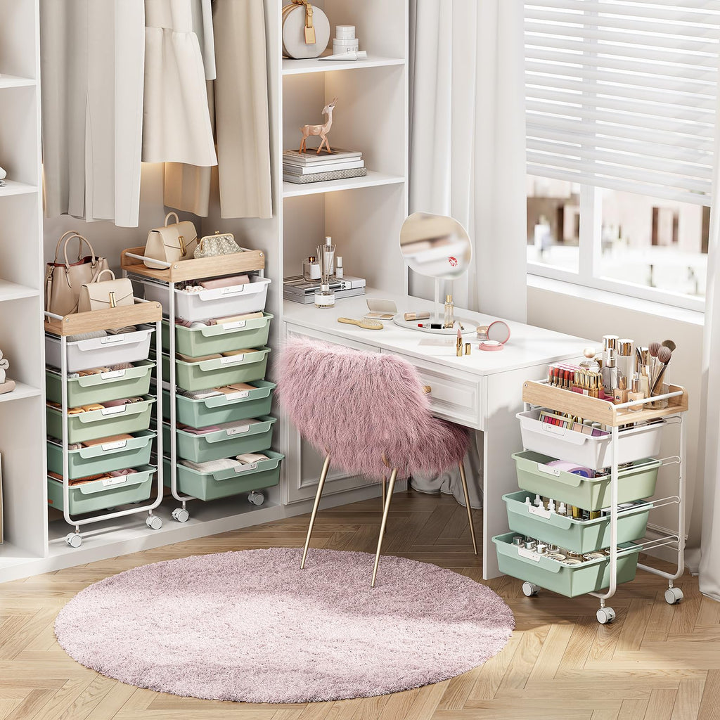 Green Utility Cart with 6 Drawers O845