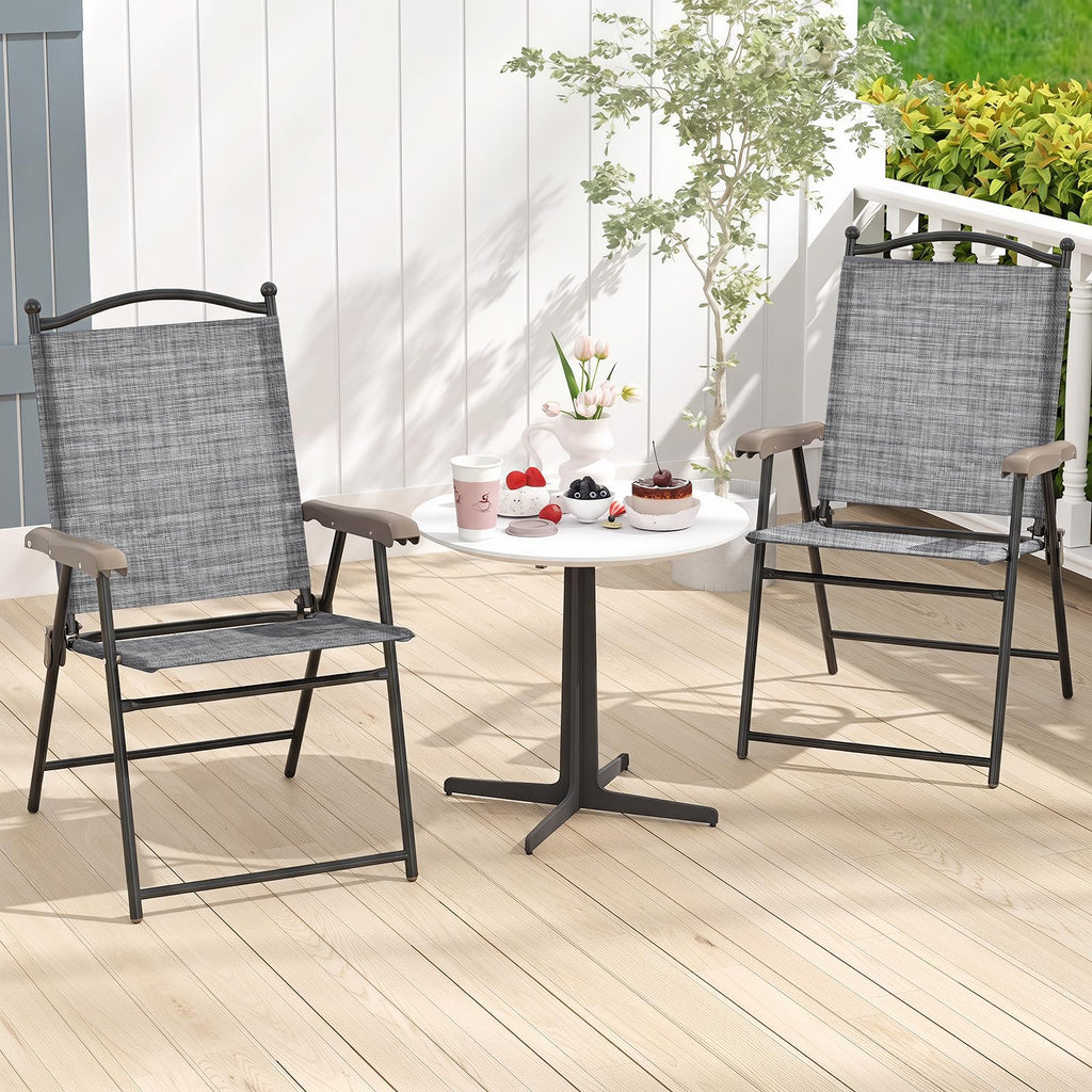Set of 2 Grey Patio Folding Chairs D49719