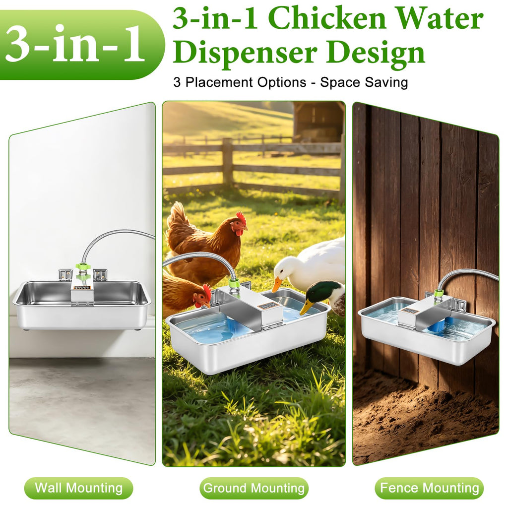 3 Gallon Stainless Steel Chicken Waterer E734863