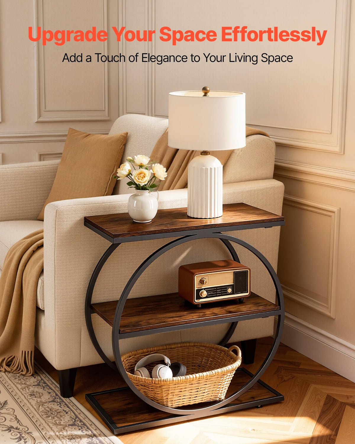 3-Tier Narrow Side Table with Open Storage Shelves B647590