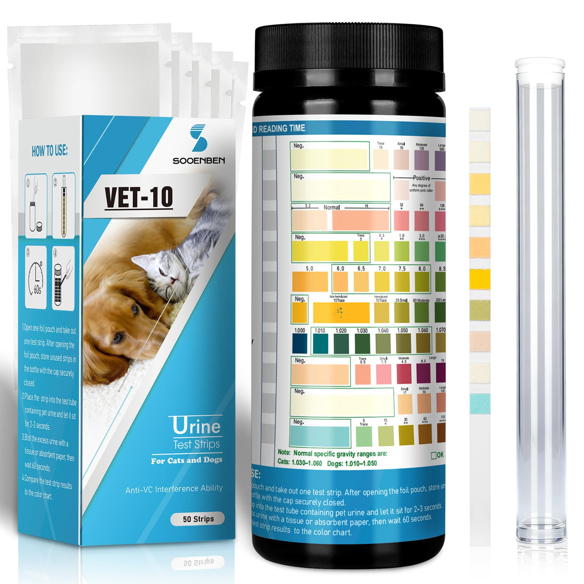 Dog UTI Test Strips 10 Parameter Urinalysis 50ct K49038