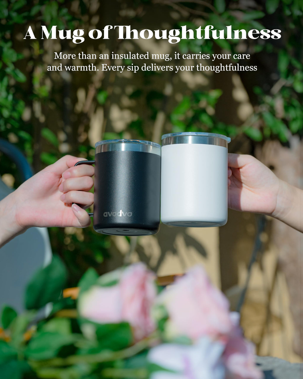 2 Pack 12oz Insulated Stainless Steel Coffee Mug with Lids J522