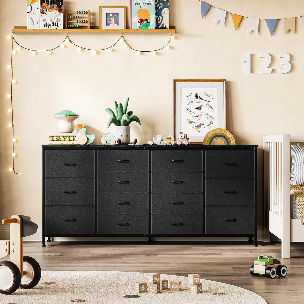 Black 14 Drawer Dresser TV Stand B852