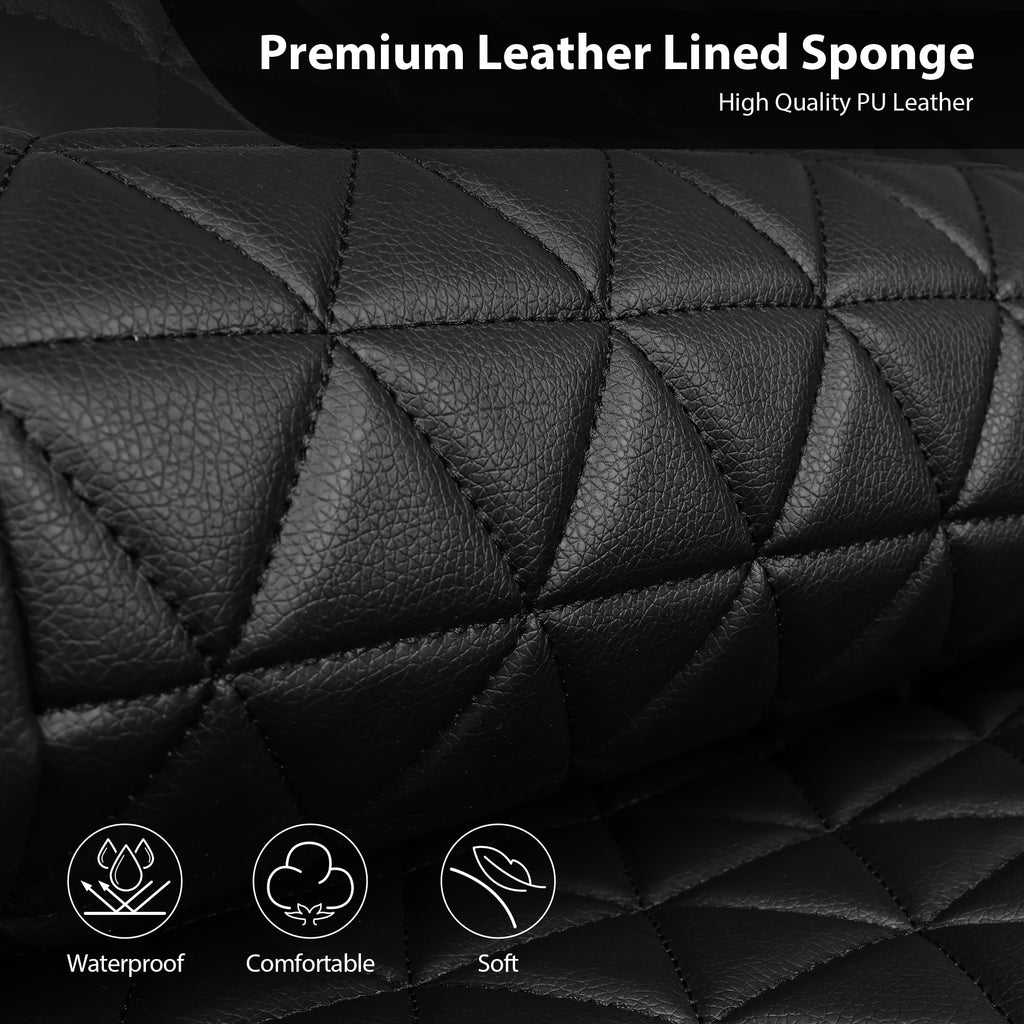 Black Leather Car Seat Covers Full Set D48211