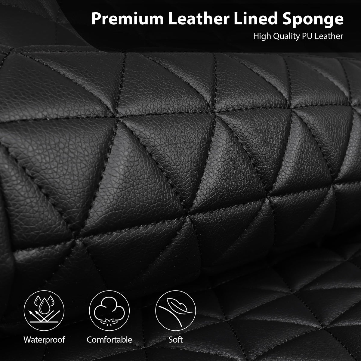 Black Leather Car Seat Covers Full Set D48211
