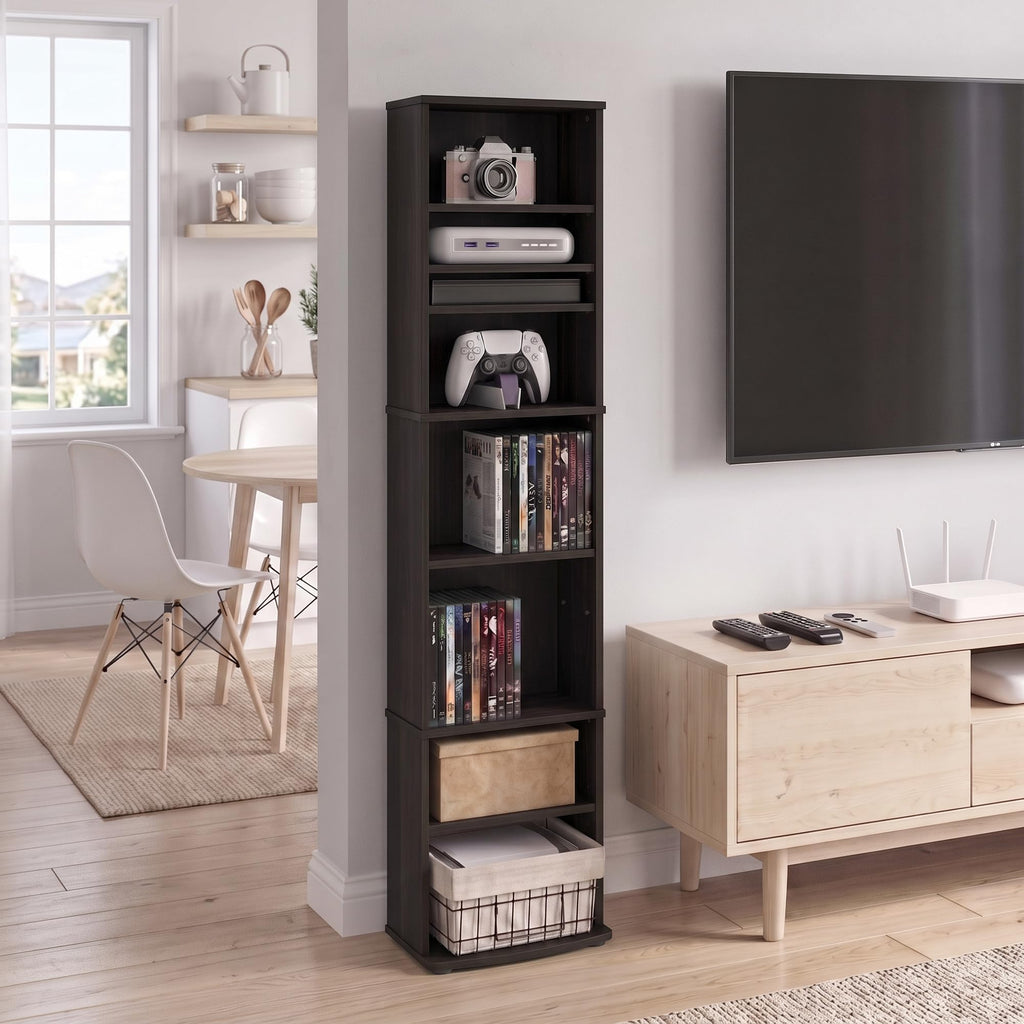 8-Tier Espresso Media Shelf with Adjustable Shelves Z74264