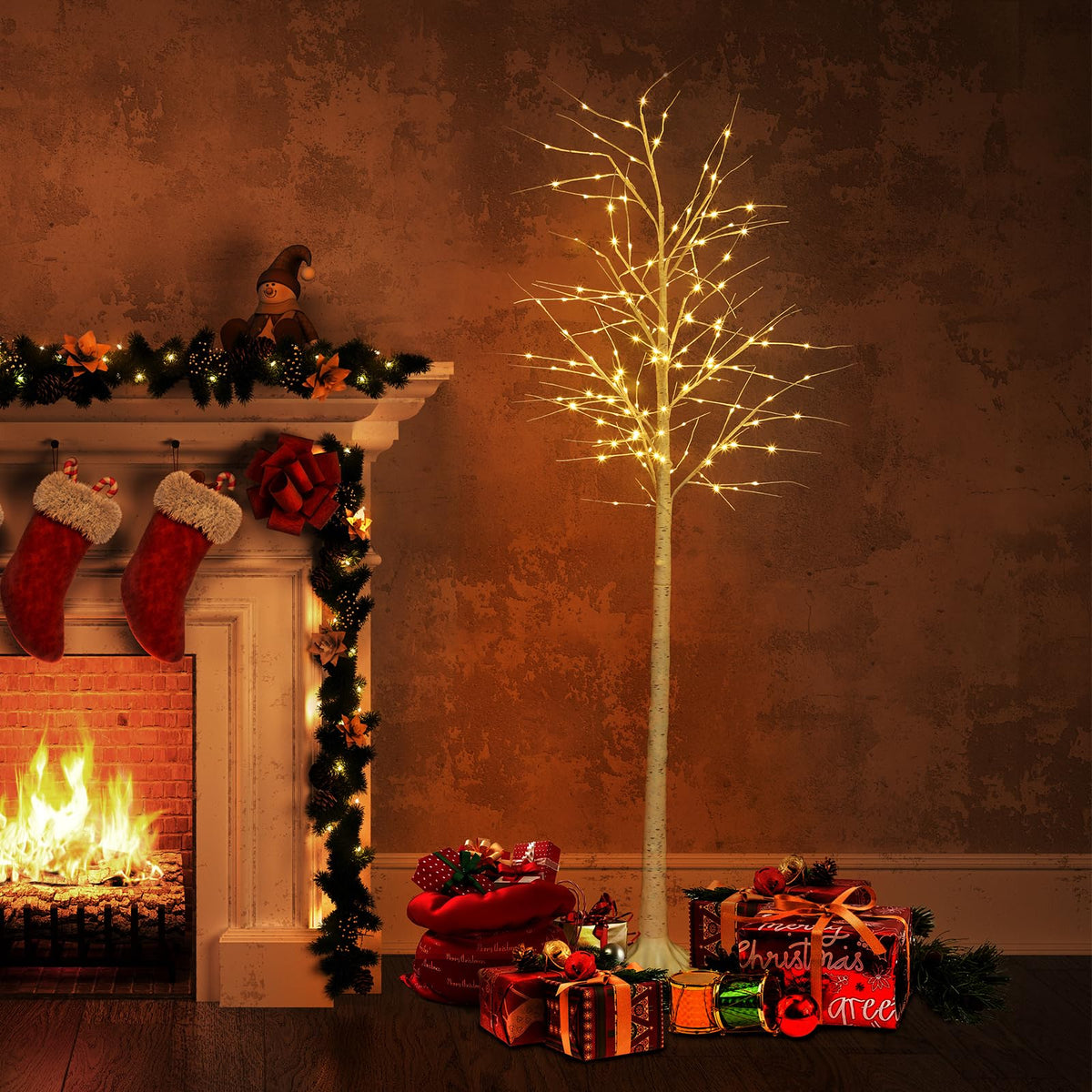 8FT Lighted Birch Tree with 150 LED Lights P583