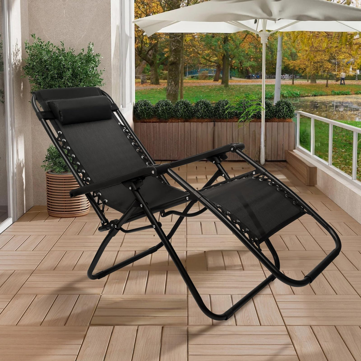 Set of 2 Adjustable Steel Mesh Zero Gravity Lounge Chair Recliners H992