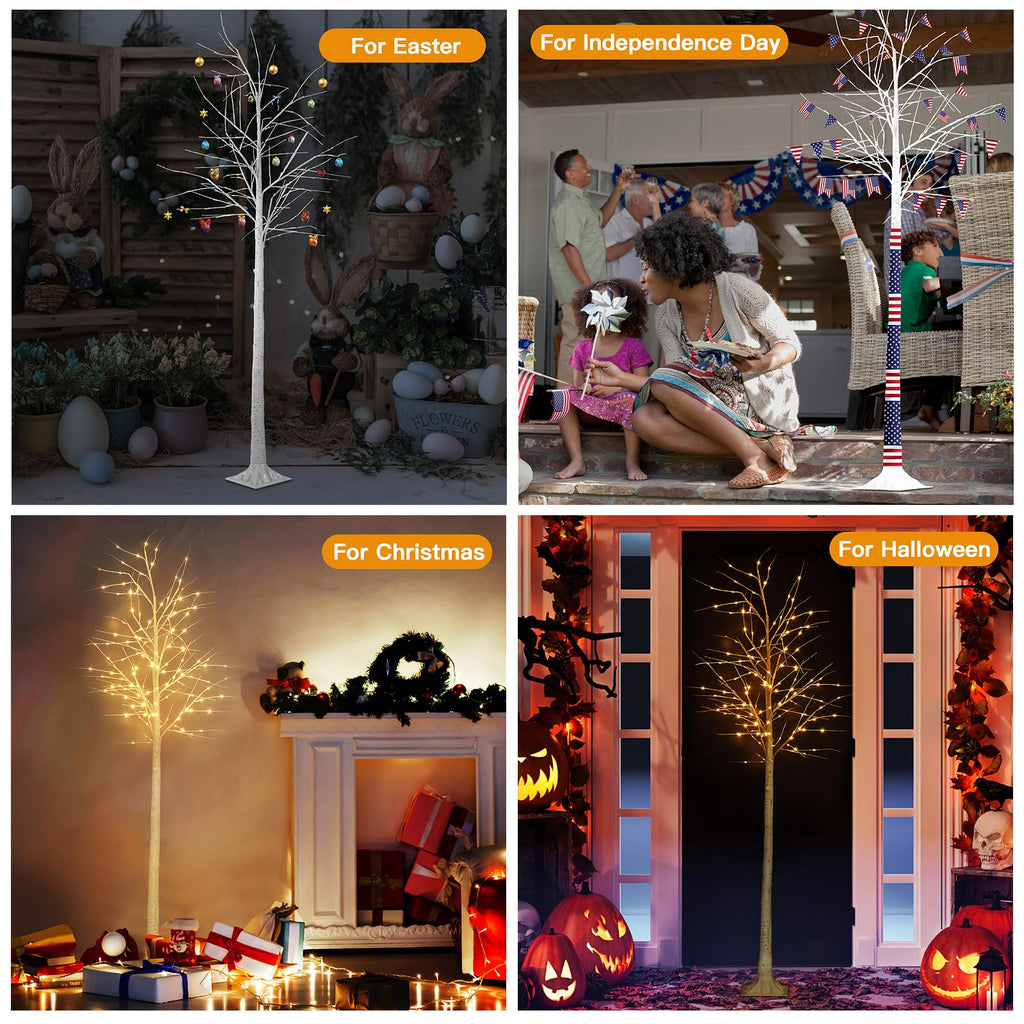 8FT Lighted Birch Tree with 150 LED Lights P583