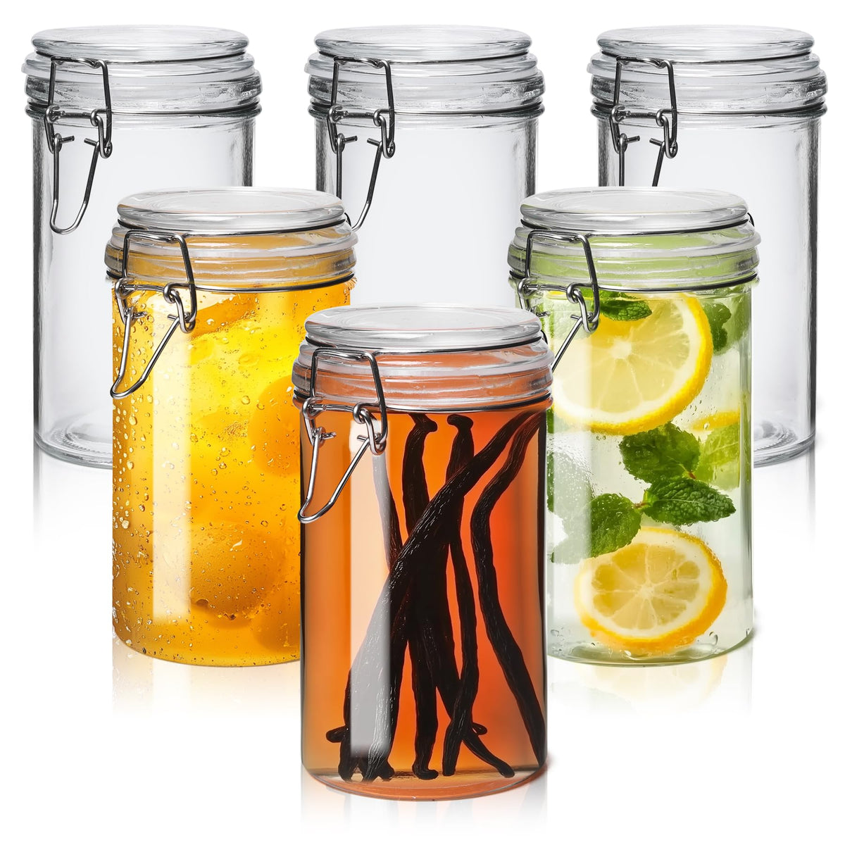 16 oz Glass Jars with Airtight Lids 6 Pack I334735
