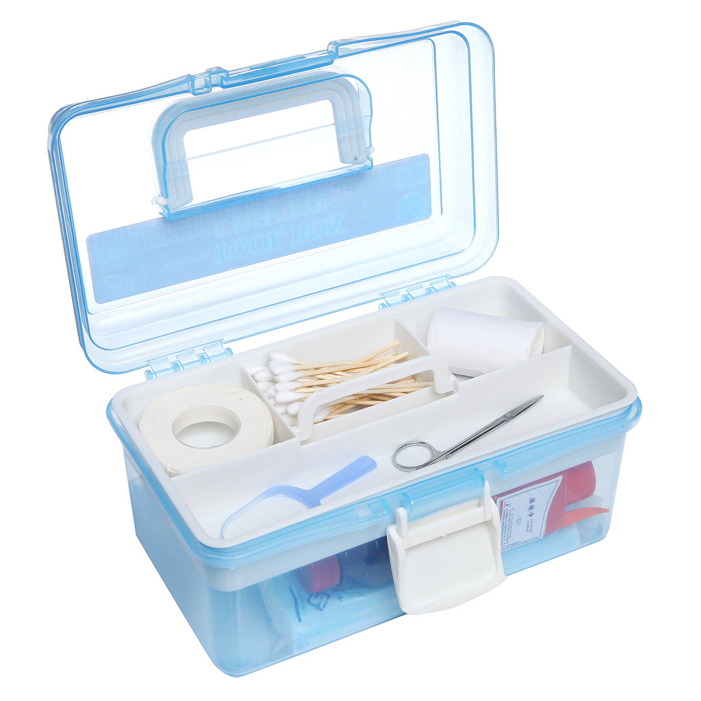 10 Inch Blue Plastic Storage Box with Removable Tray K1215