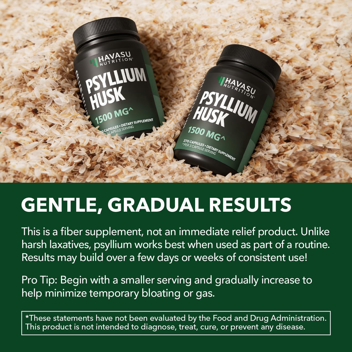 Vegan Psyllium Husk Fiber Capsules 270 Pills D4959
