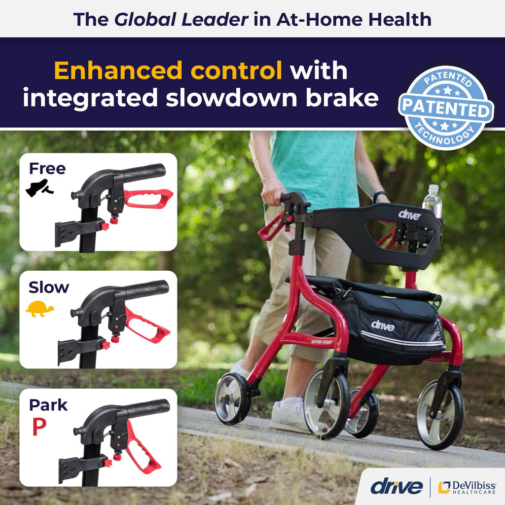 Red Standard Size Rollator Walker with Seat P802