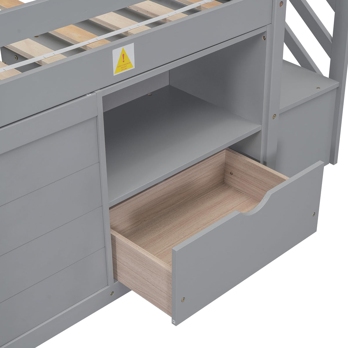 Twin Size Wood Loft Bed with Storage D983610