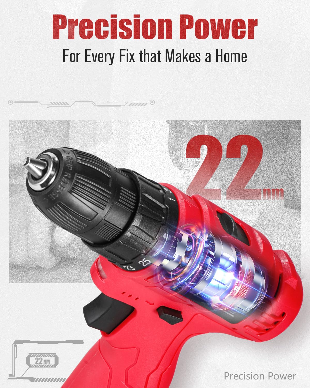 12V Cordless Drill Set 3/8" Power Driver B9261