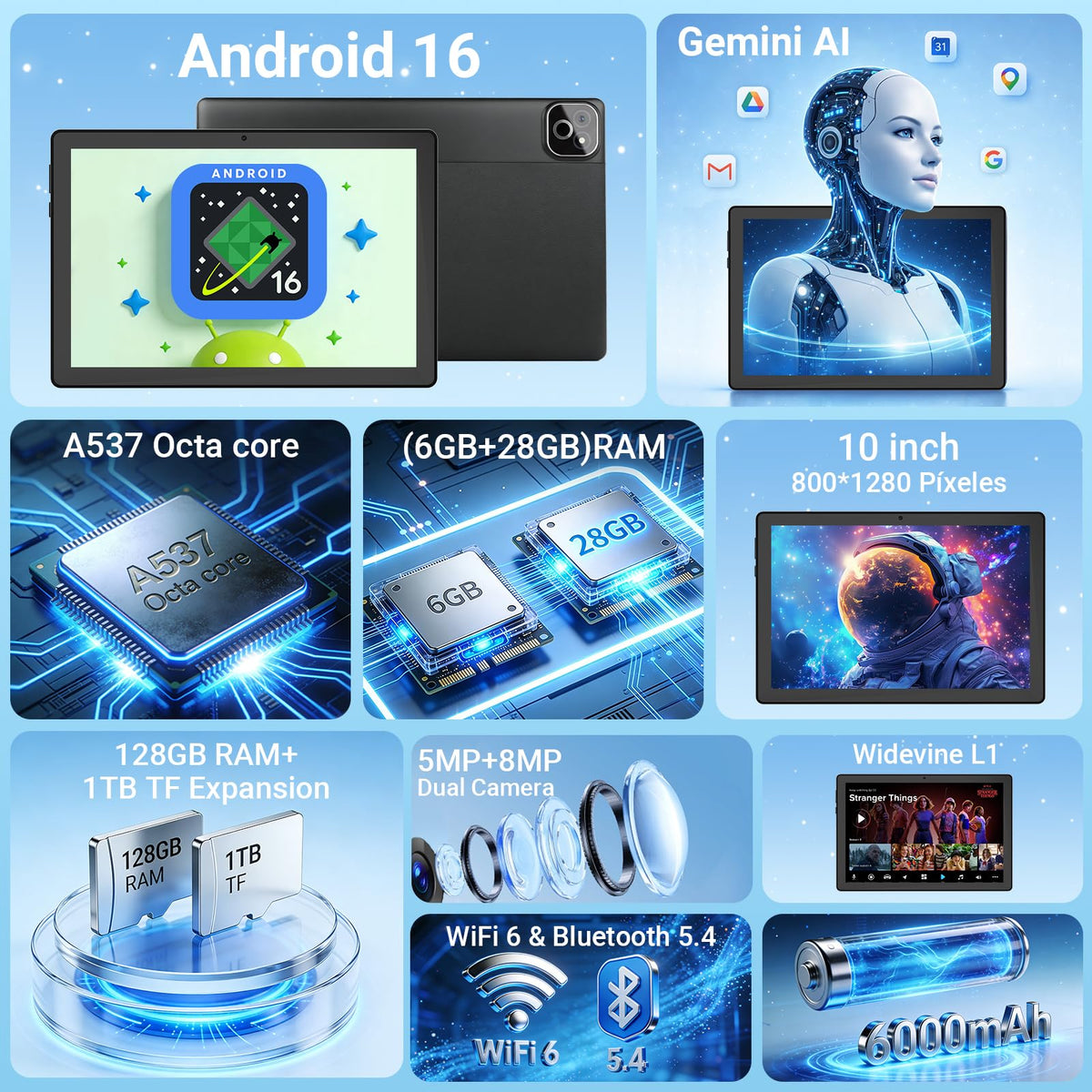 Android Tablet with Keyboard Mouse Stylus Case E67363