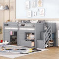 Twin Size Wood Loft Bed with Storage D983610