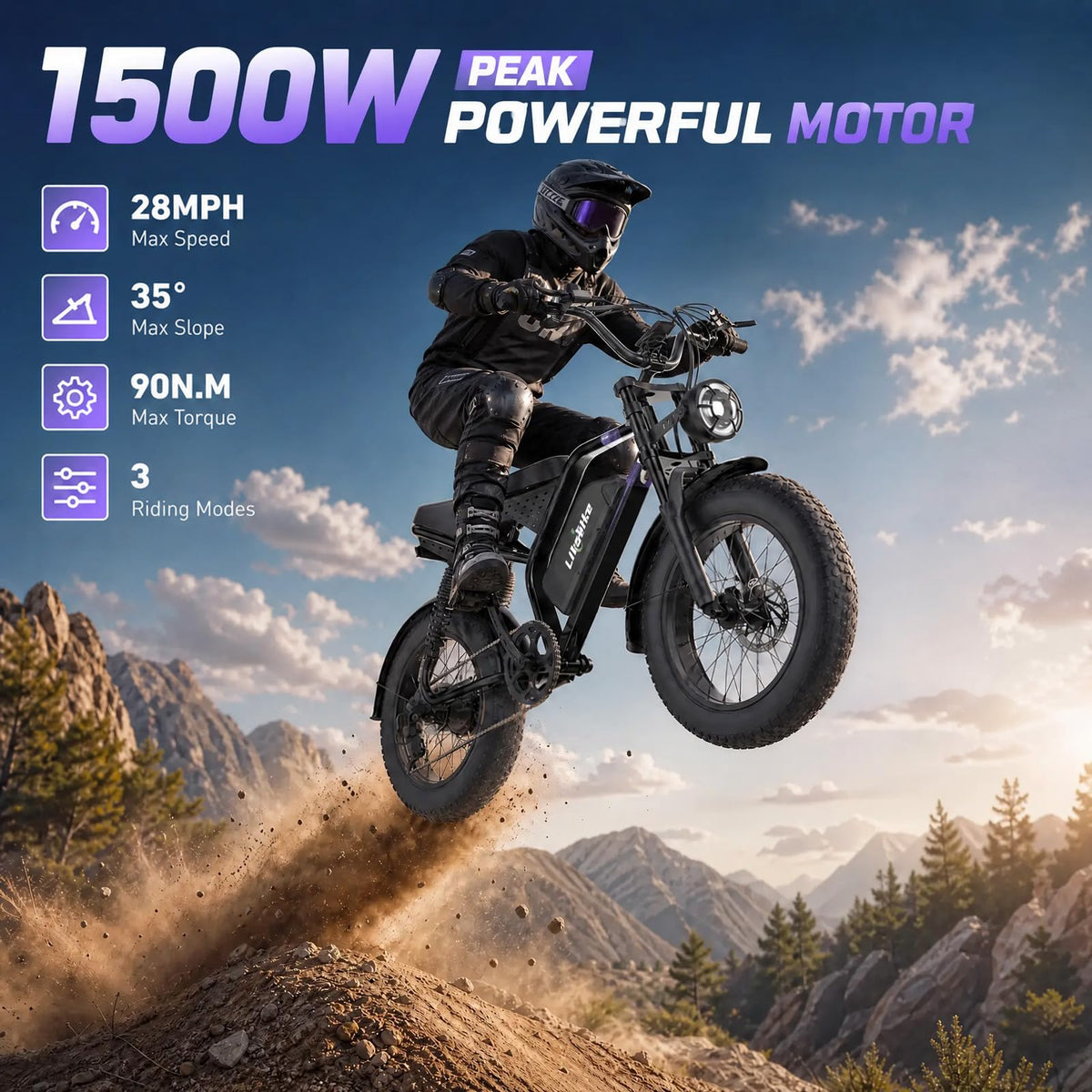 1500W 80 Miles 48V 20AH Electric Bike K15373