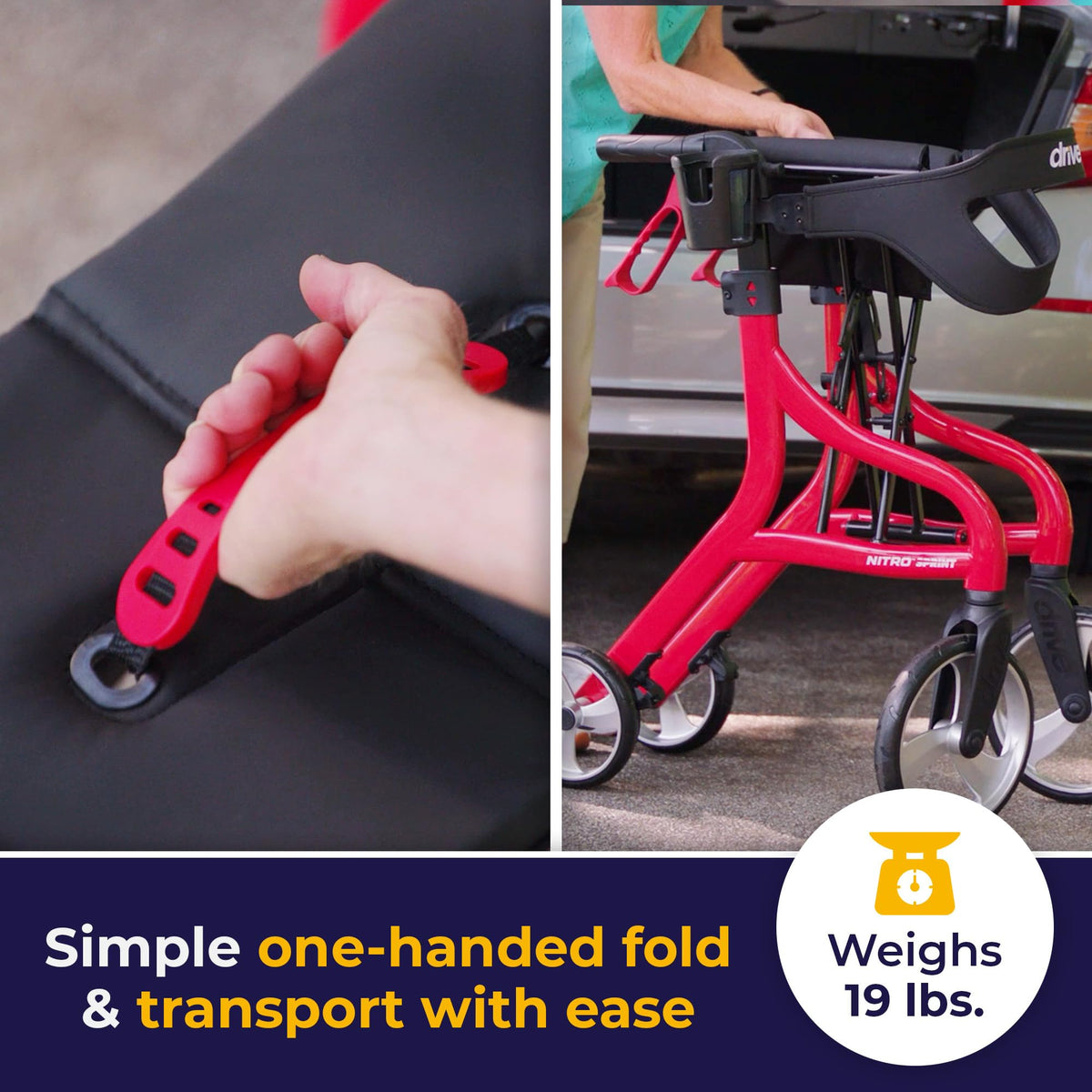 Red Standard Size Rollator Walker with Seat P802