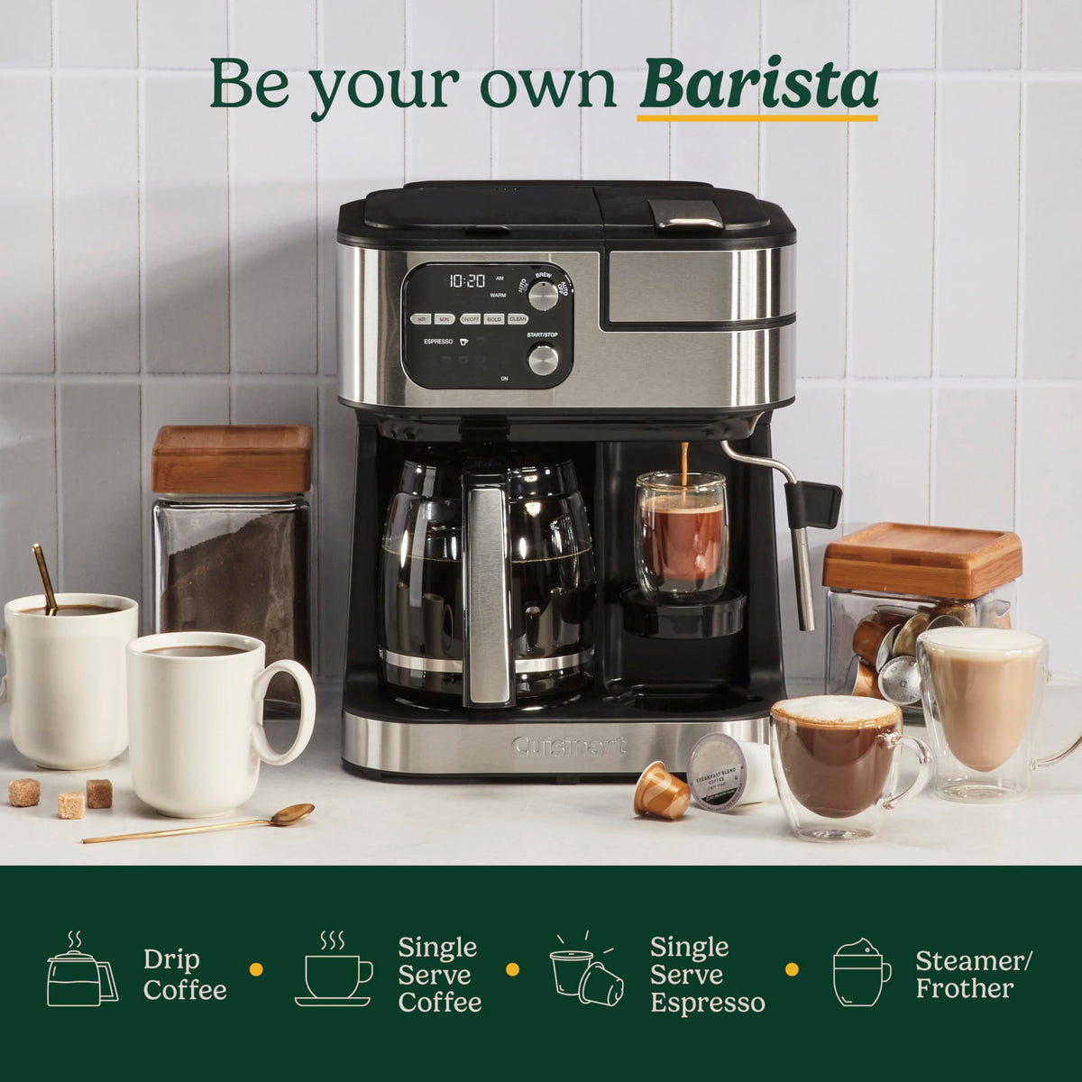 4-in-1 Coffee Maker with Three Brewing Sizes, Black N4811