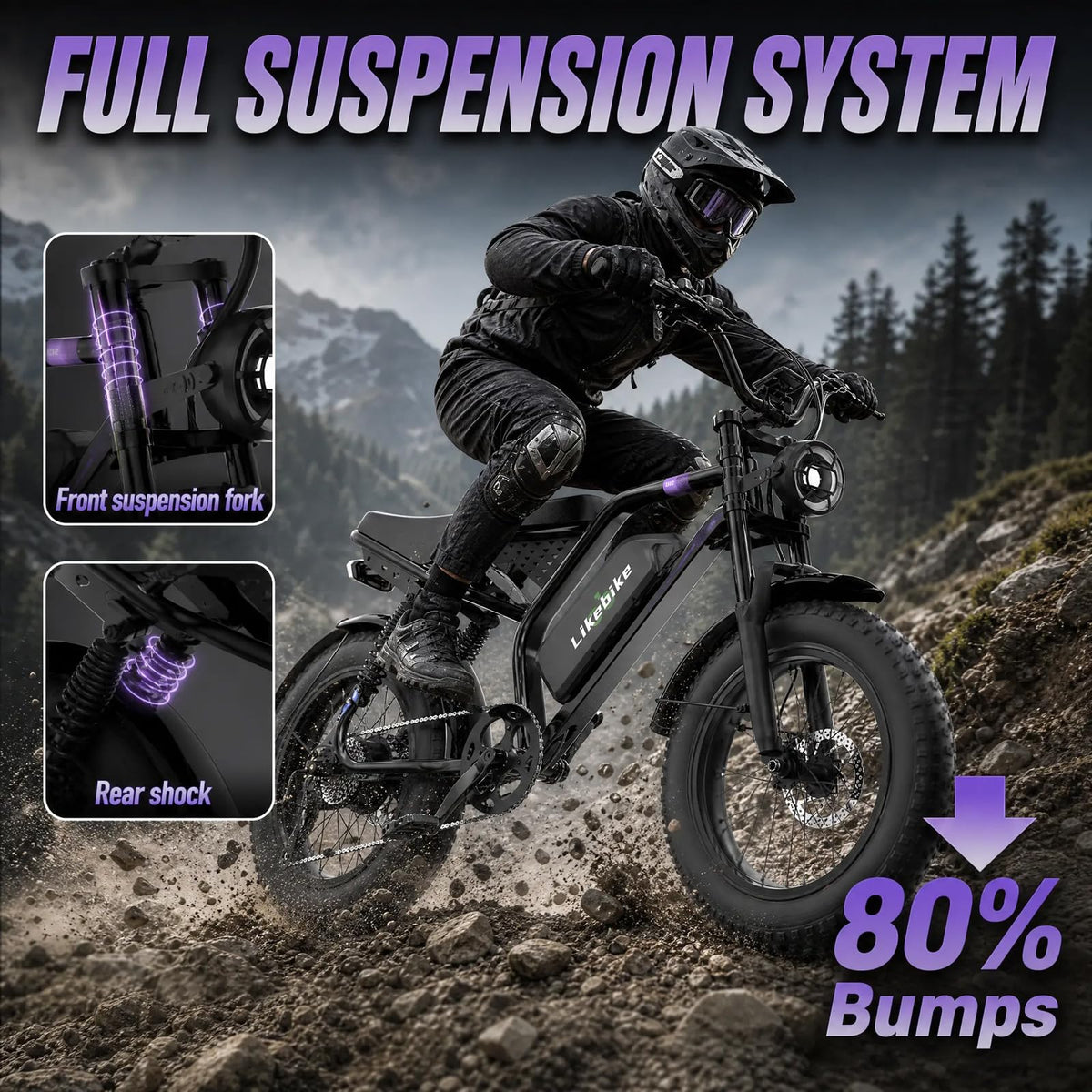 1500W 80 Miles 48V 20AH Electric Bike K15373