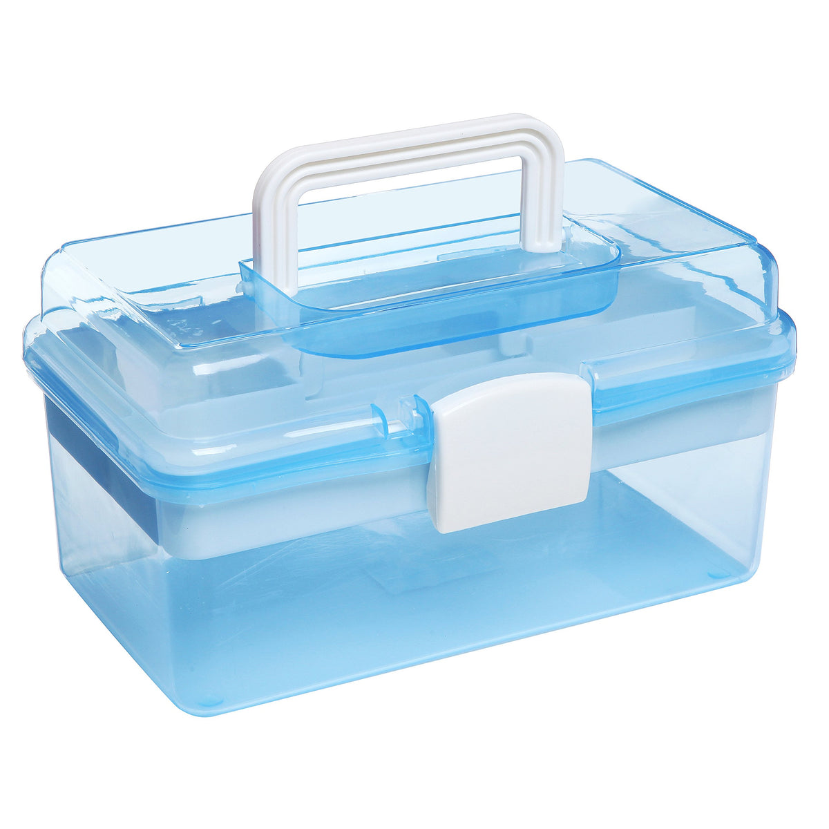 10 Inch Blue Plastic Storage Box with Removable Tray K1215