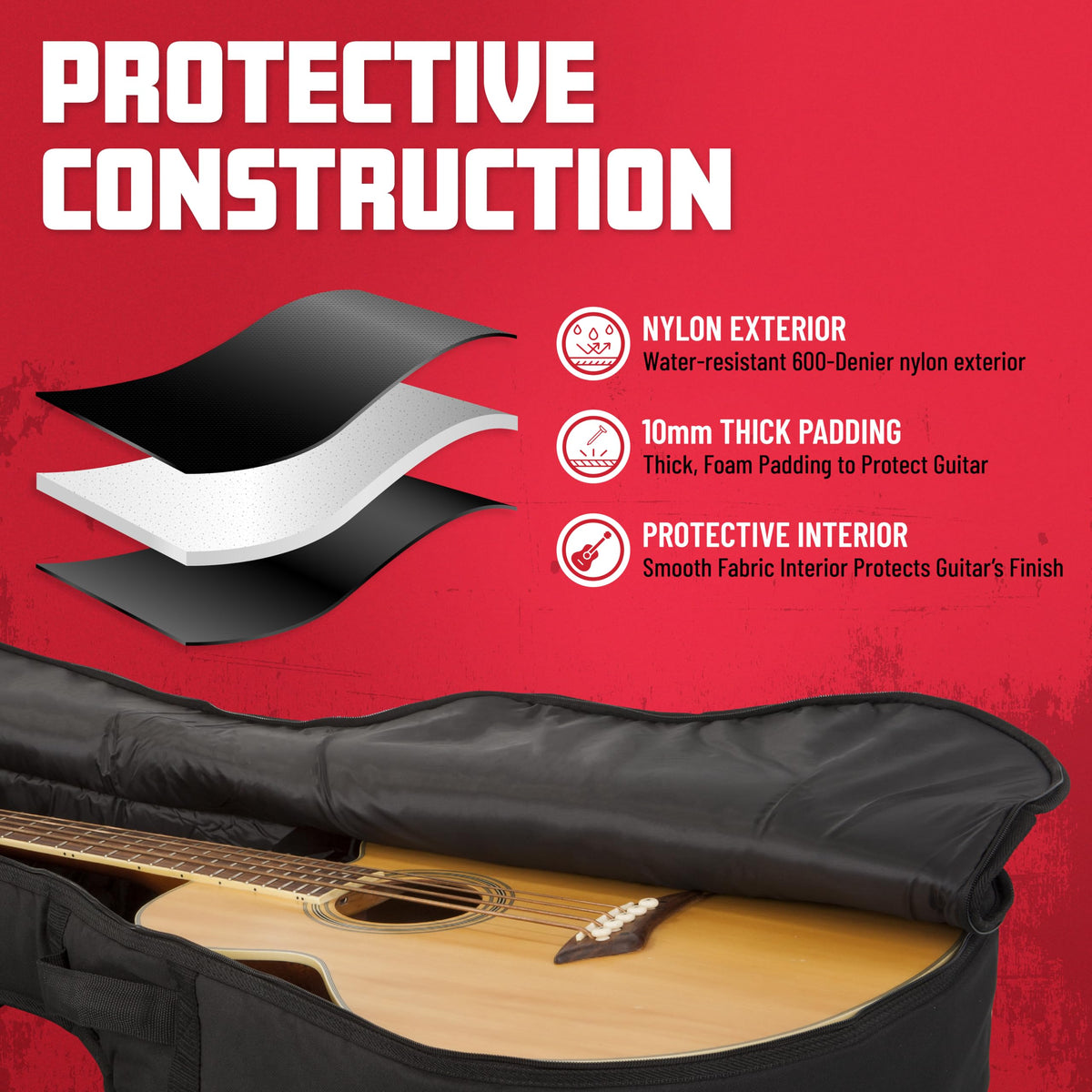 Foam Padded Acoustic Bass Guitar Gig Bag O91341
