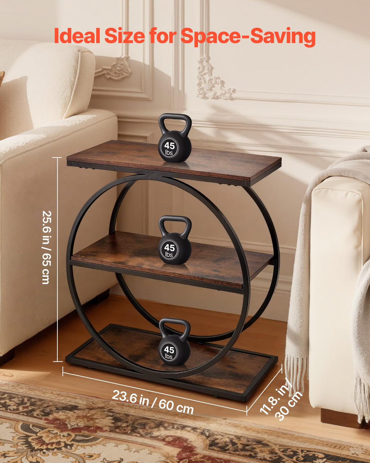 3-Tier Narrow Side Table with Open Storage Shelves B647590