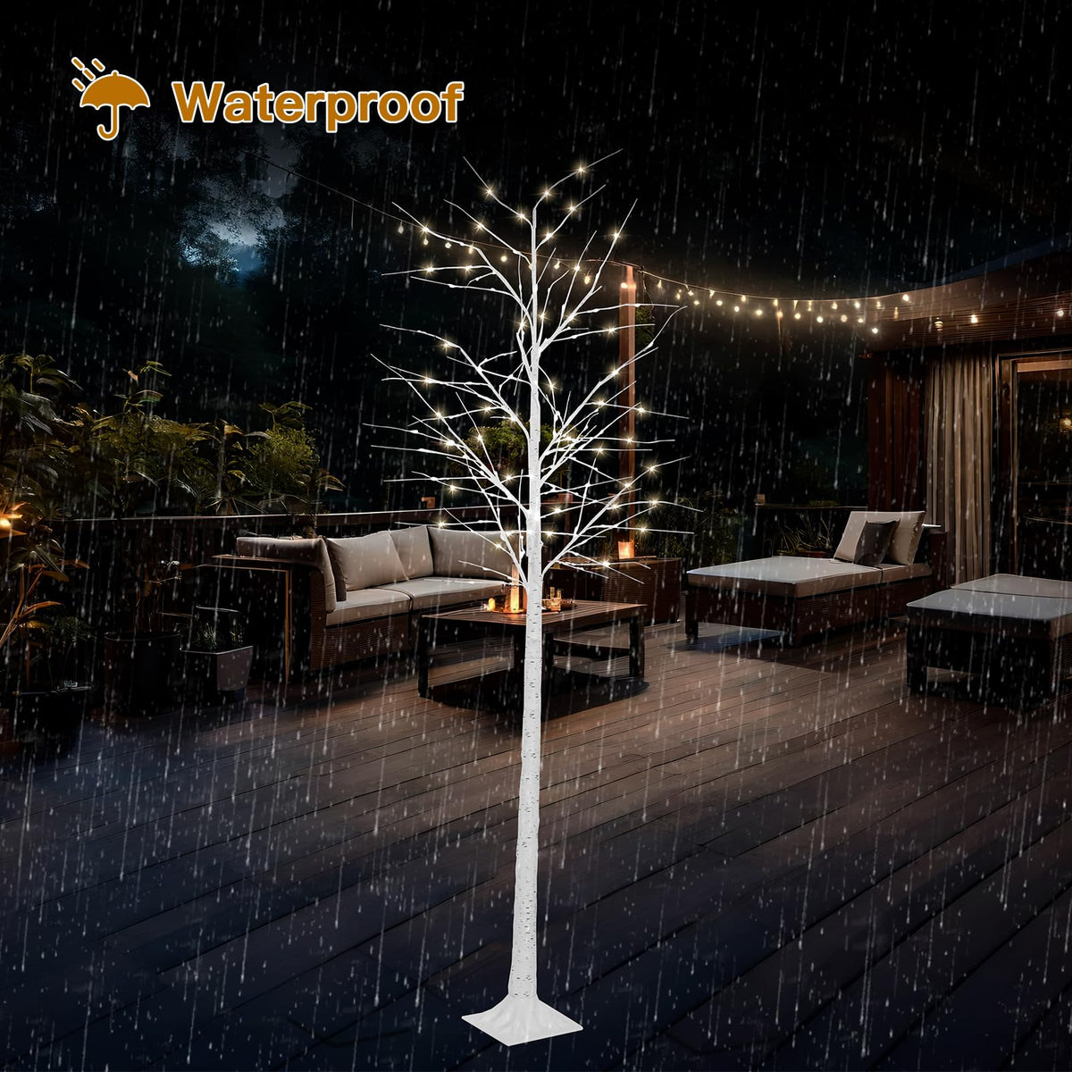 8FT Lighted Birch Tree with 150 LED Lights P583
