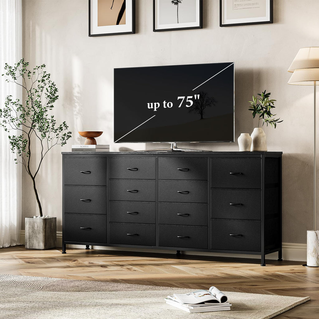 Black 14 Drawer Dresser TV Stand B852