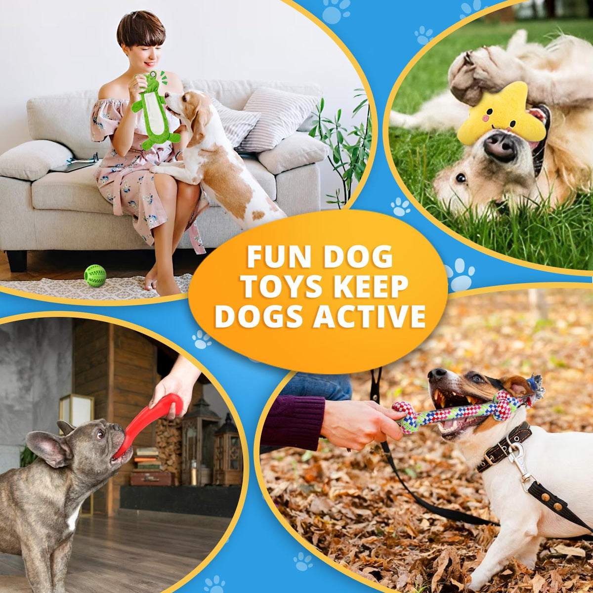 8 Pack Puppy Chew Toys with Squeaky Plush Rope and Ball D129