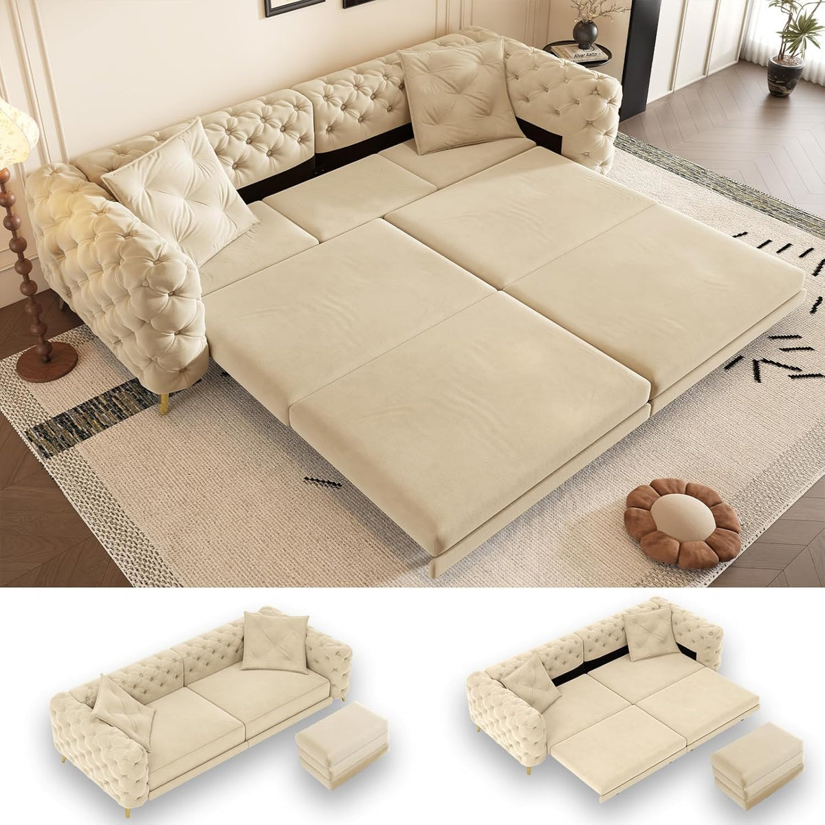 King Size Velvet Sleeper Sofa Bed D737639
