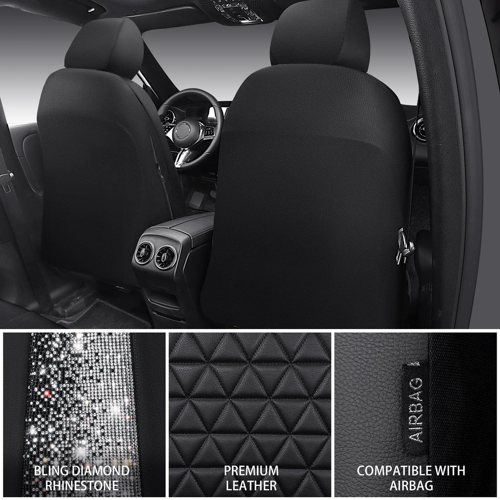 Black Leather Car Seat Covers Full Set D48211