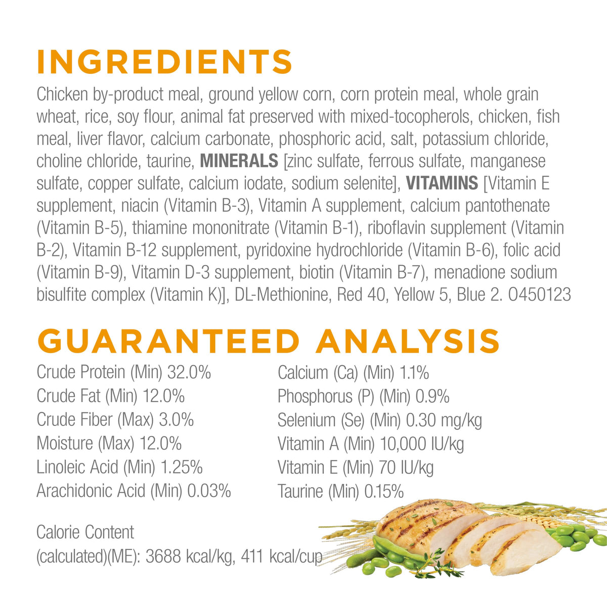 High Protein Dry Cat Food with Real Chicken 20 Pounds F39223