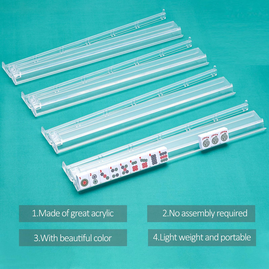 Clear Acrylic Mahjong Tile Rack and Pusher Set of 4 M513