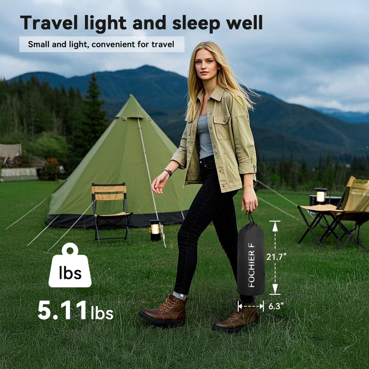 Ultralight Portable Folding Camping Cot with 2 Side Pocket H4676