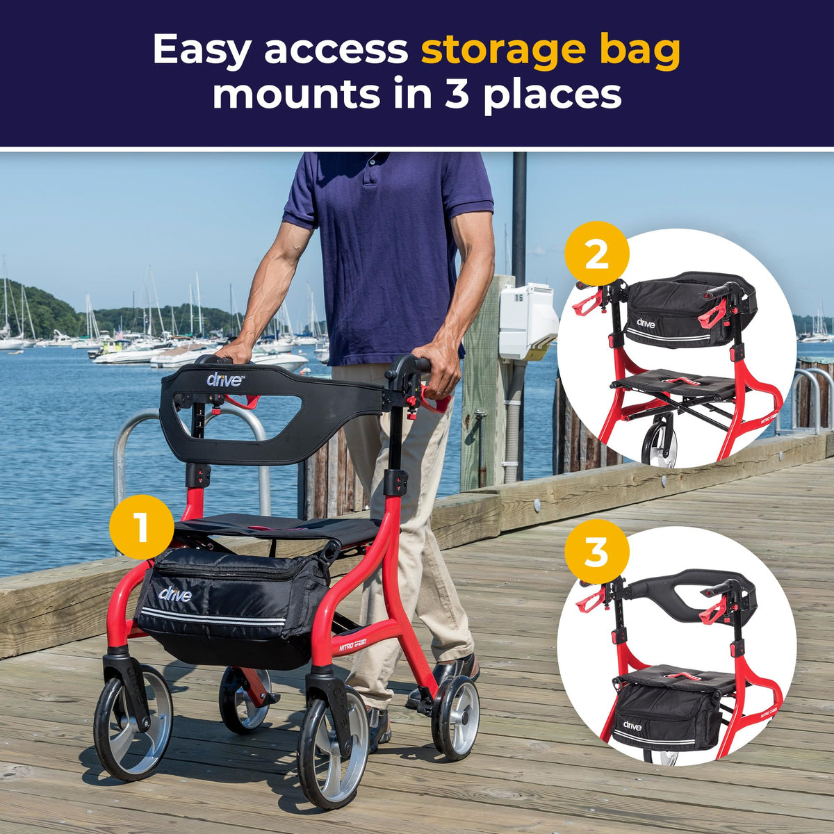 Red Standard Size Rollator Walker with Seat P802