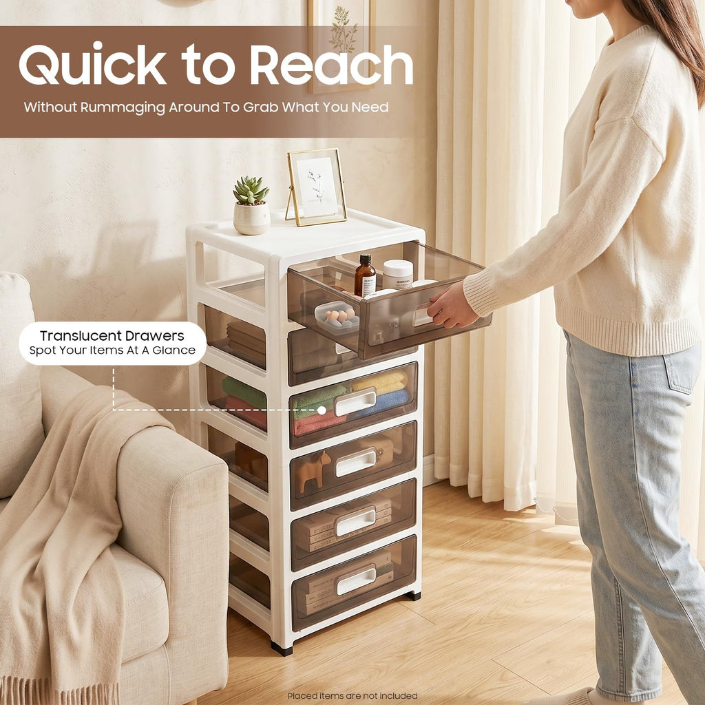 6-Tier Clear Plastic Storage Organizer Cart with Wheels M2214