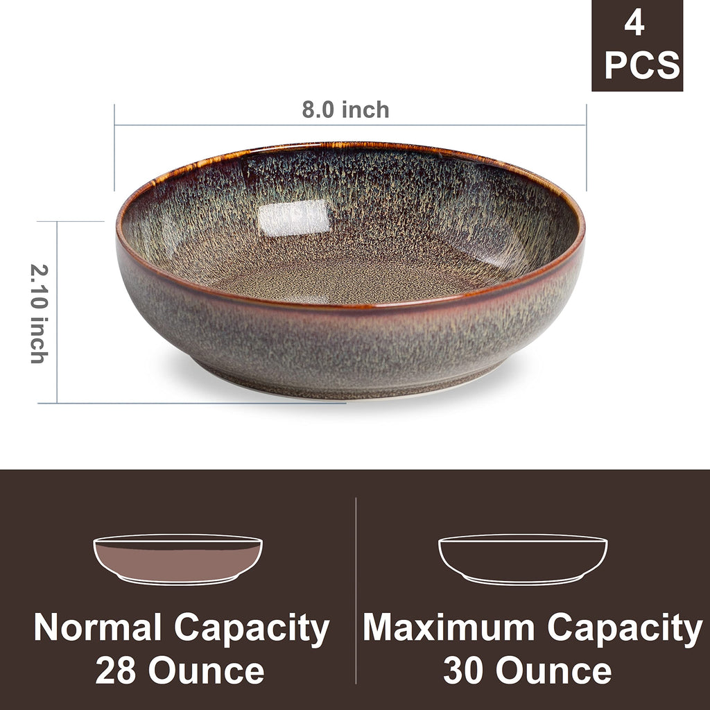 Ceramic bowls set of 4 8" Caramel Brown S9352