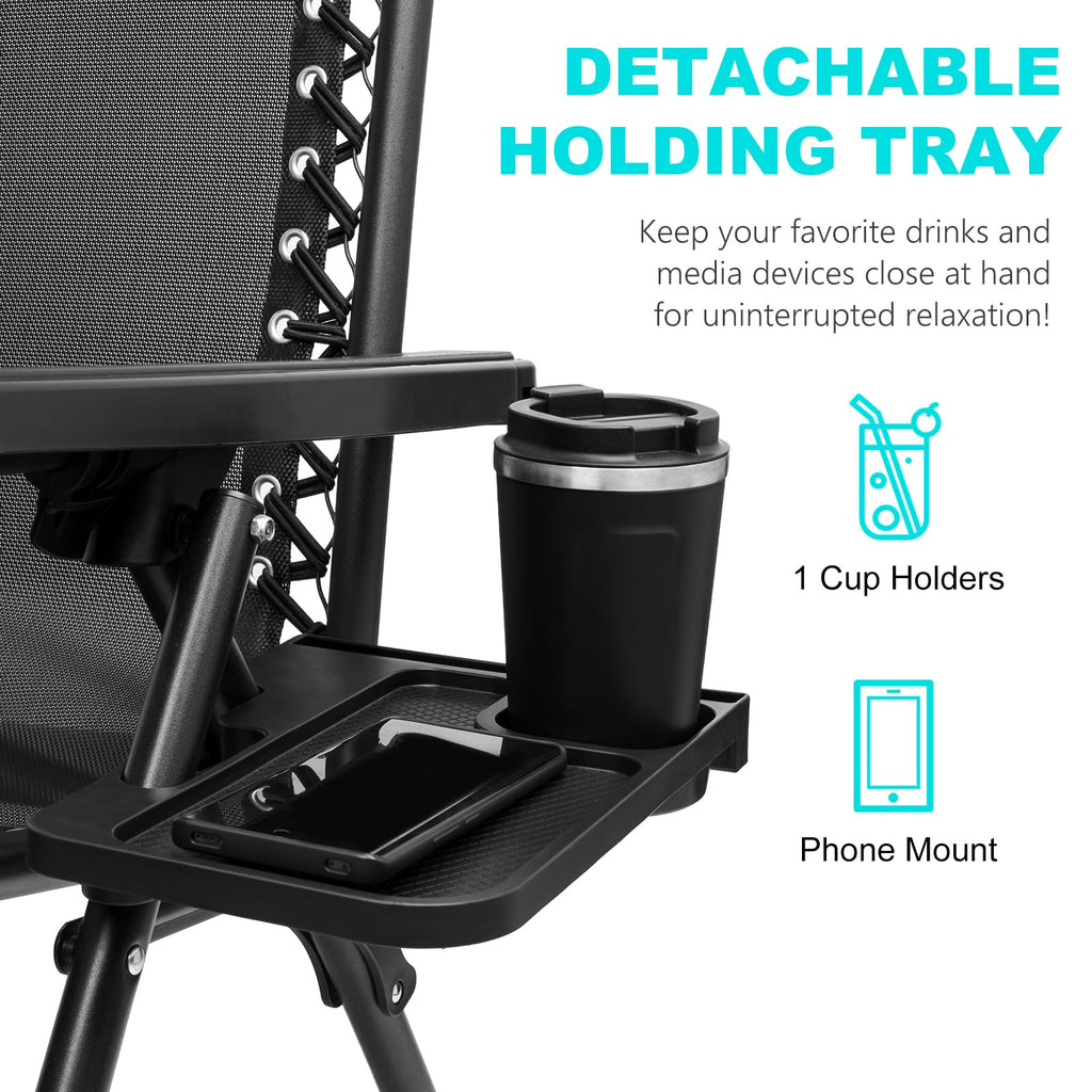 Set of 2 Adjustable Steel Mesh Zero Gravity Lounge Chair Recliners H992