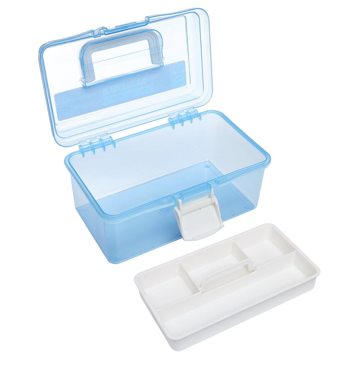 10 Inch Blue Plastic Storage Box with Removable Tray K1215