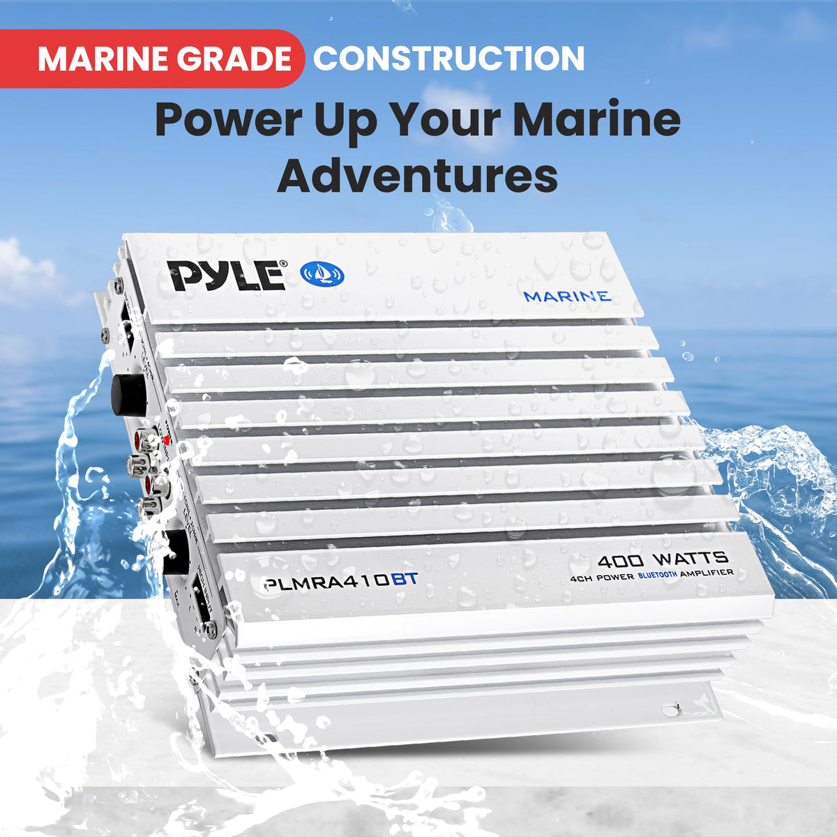 Waterproof 4 Channel 400W Bluetooth Marine Amplifier T745