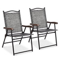 Set of 2 Grey Patio Folding Chairs D49719