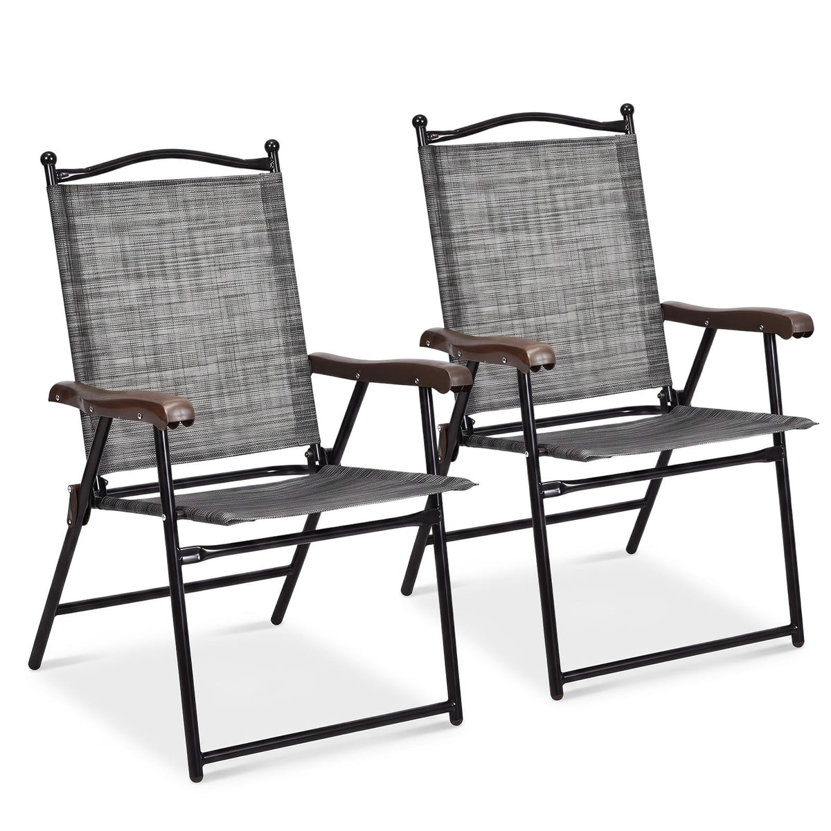 Set of 2 Grey Patio Folding Chairs D49719