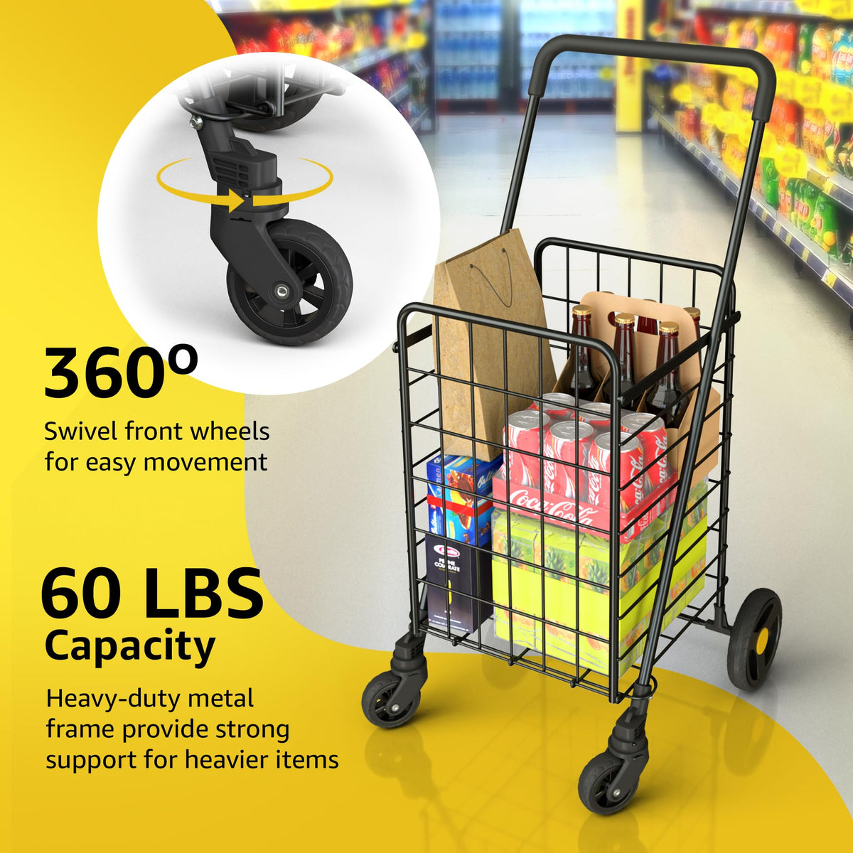 Black Foldable Lightweight Utility Cart D8475